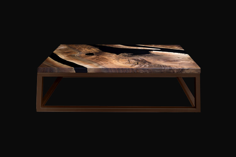 table basse epoxy noir 